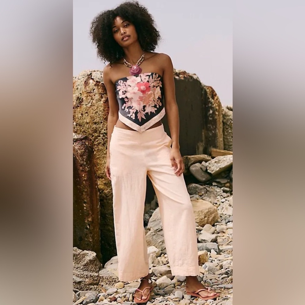 Free People Beach Cotton-Linen Wide Leg Pants